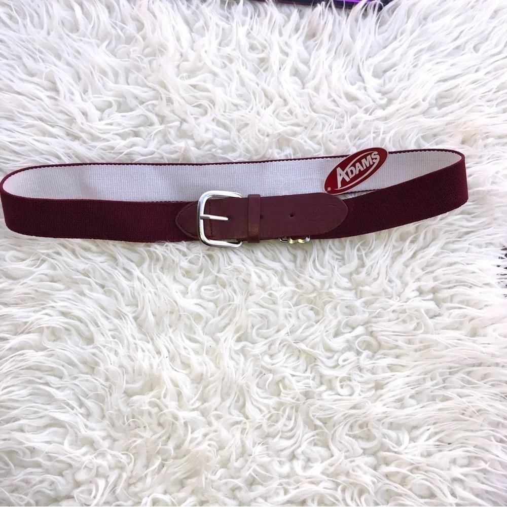NWT ADAMS USA Adult Youth Elastic Baseball Belt 1.5” Wide Burgundy 18-40”